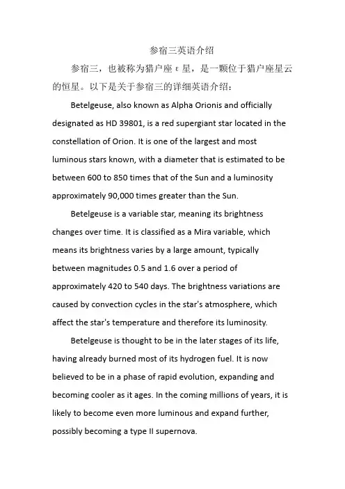参宿三英语介绍