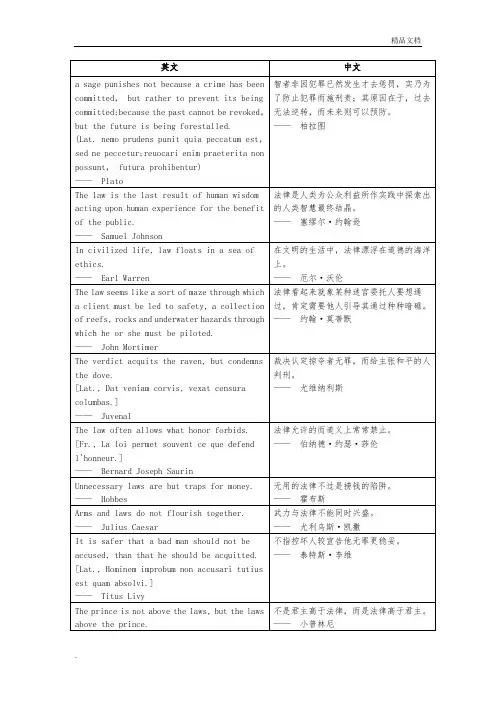 法律英语格言,中英对照,排版完美
