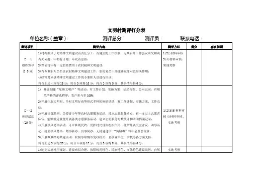 文明村测评打分表