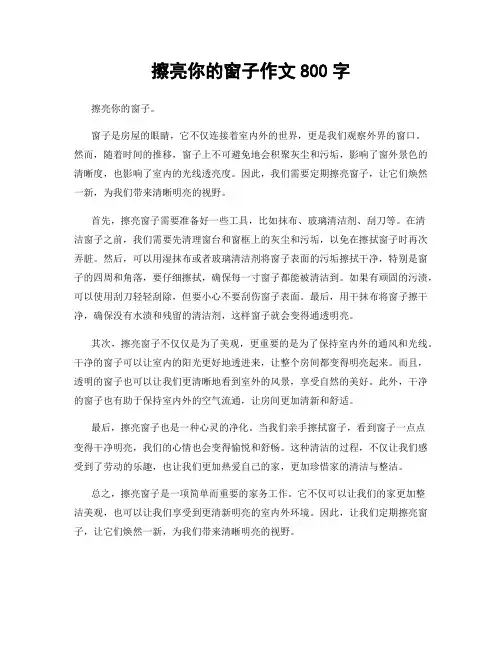 擦亮你的窗子作文800字