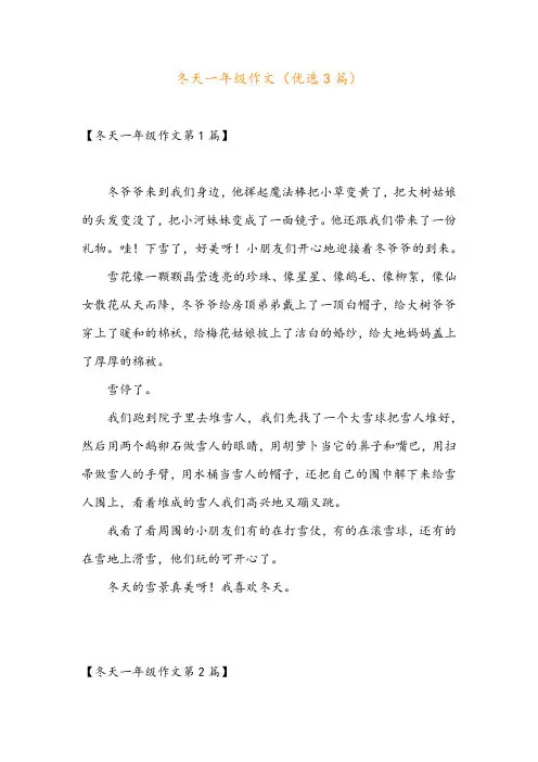 冬天一年级作文(优选3篇)