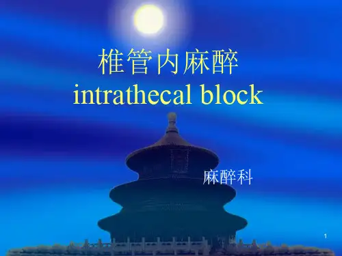 椎管内麻醉PPT课件