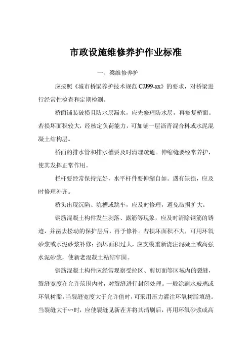 市政设施维修养护作业标准