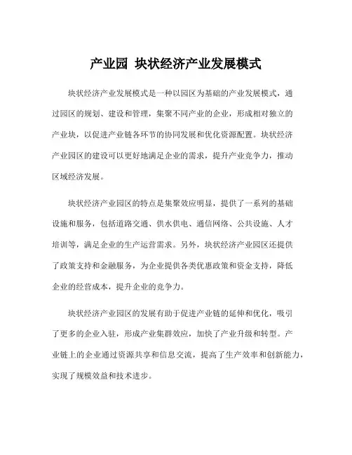 产业园 块状经济产业发展模式