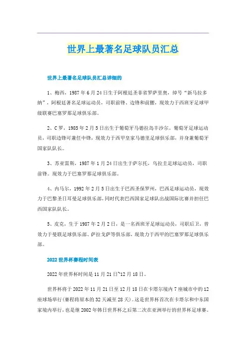 世界上最著名足球队员汇总