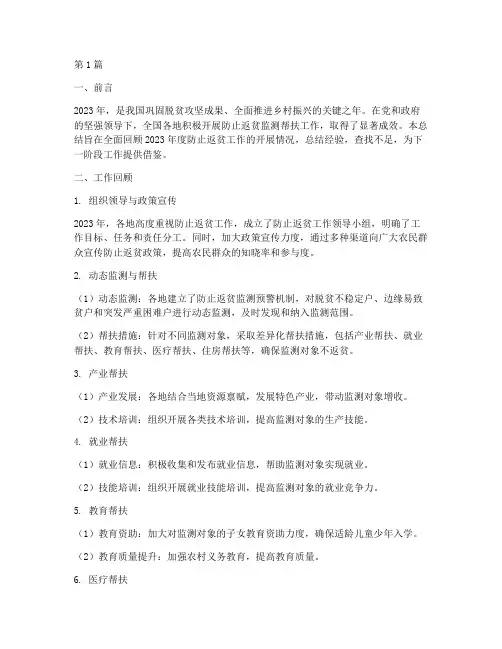防止返贫年度工作总结范文(3篇)