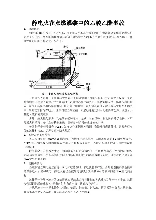 静电火花点燃灌装中的乙酸乙酯事故