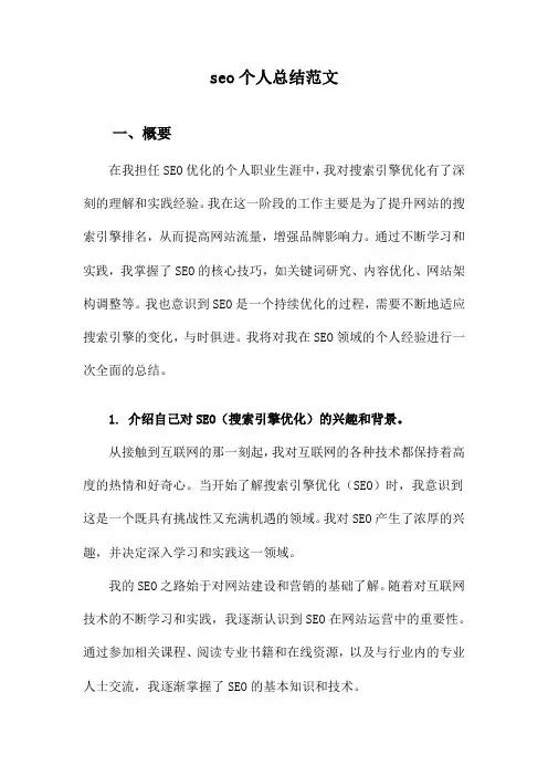 seo个人总结范文