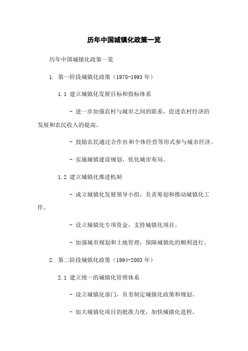 历年中国城镇化政策一览