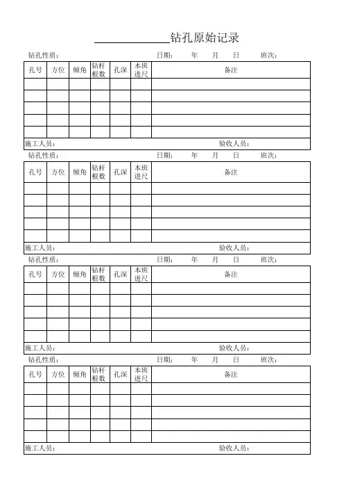 钻孔原始记录