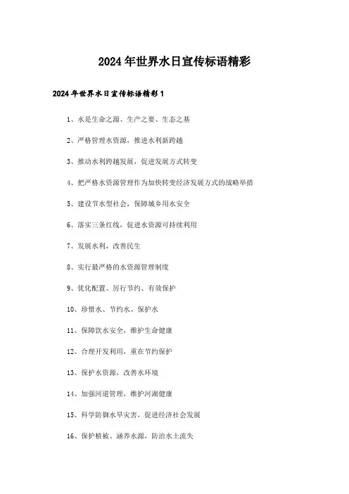 2024年世界水日宣传标语精彩