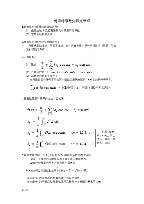 傅里叶级数知识点整理(精简版) -