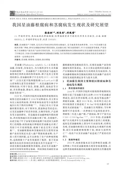 我国星油藤根腐病和茎腐病发生现状及研究展望