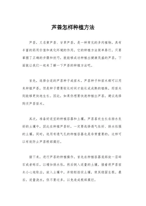 芦荟怎样种植方法