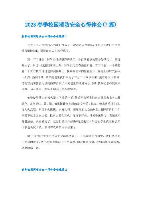 2023春季校园消防安全心得体会(7篇)