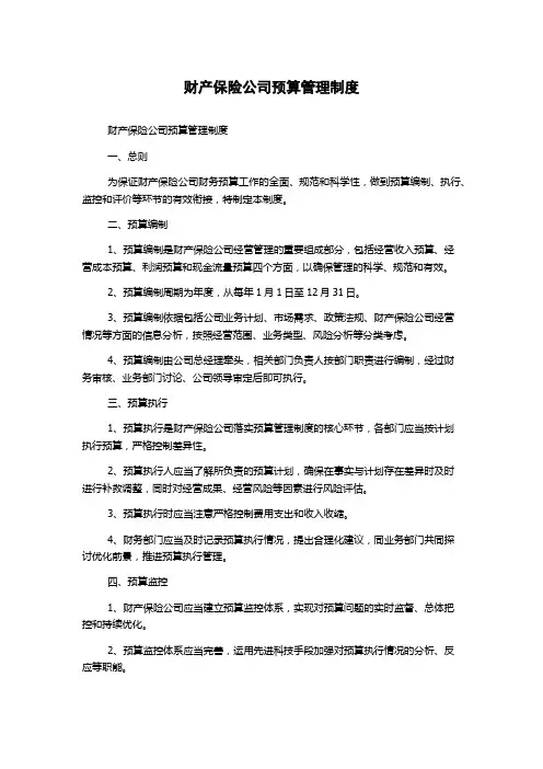 财产保险公司预算管理制度