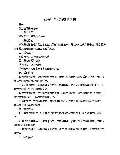 武当山风景策划书3篇