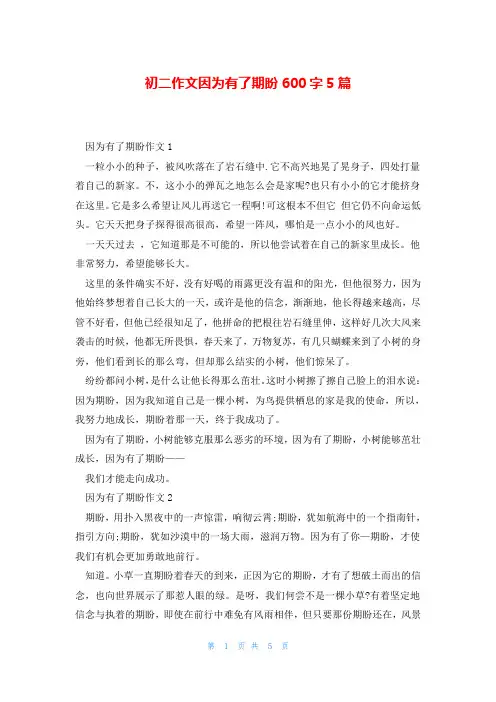初二作文因为有了期盼600字5篇