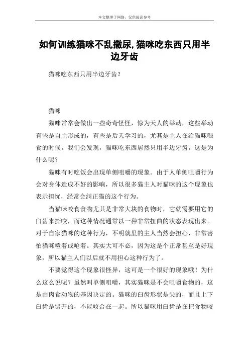 如何训练猫咪不乱撒尿,猫咪吃东西只用半边牙齿