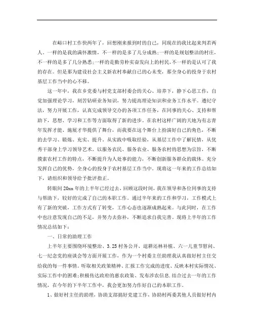 村官的自我鉴定3000字