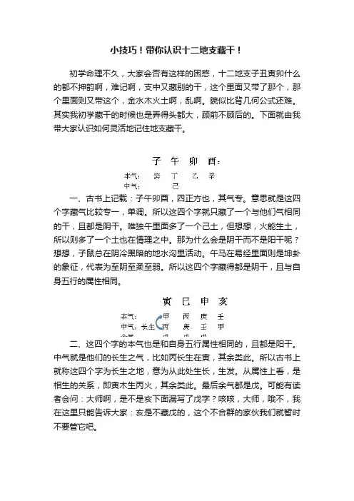 小技巧！带你认识十二地支藏干！