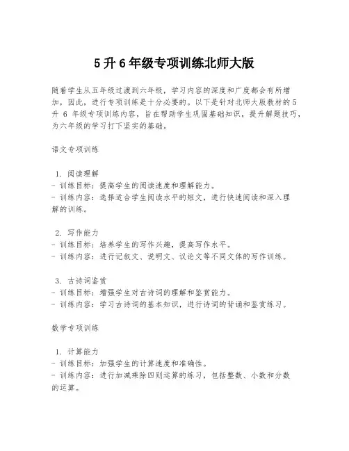 5升6年级专项训练北师大版