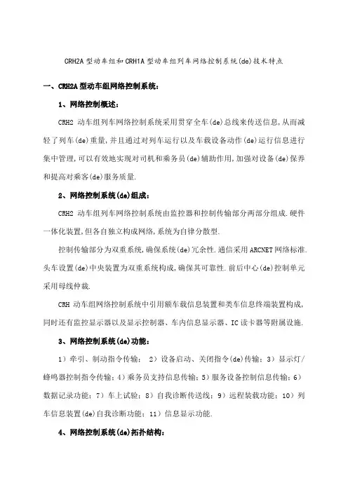 CRHA型动车组和CRHA型动车组列车网络控制系统的技术特点