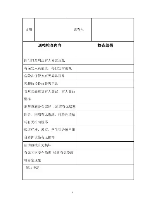 幼儿园安全巡查记录表