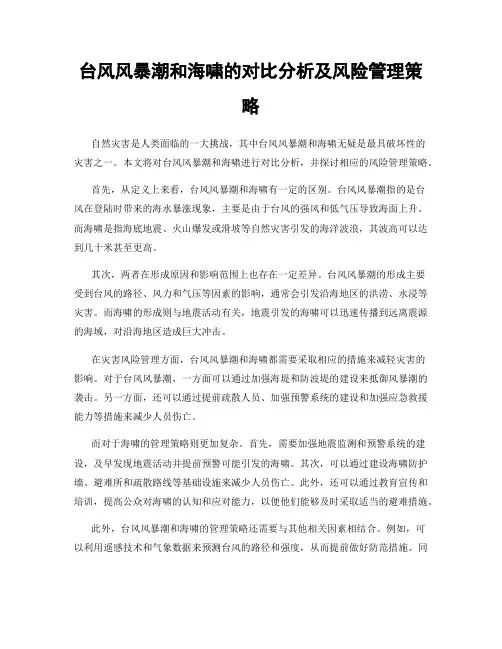 台风风暴潮和海啸的对比分析及风险管理策略