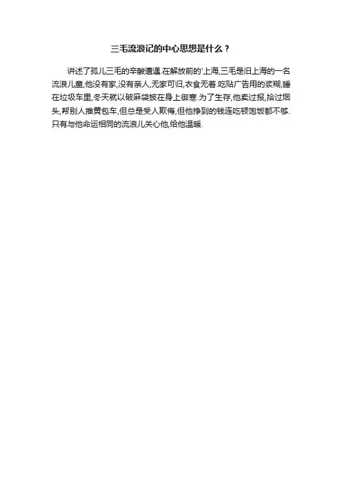 三毛流浪记的中心思想是什么？