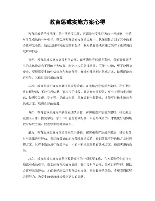 教育惩戒实施方案心得