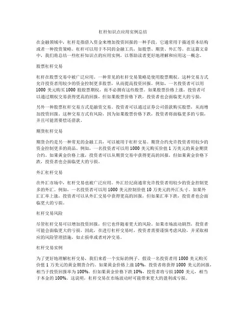 杠杆知识点应用实例总结