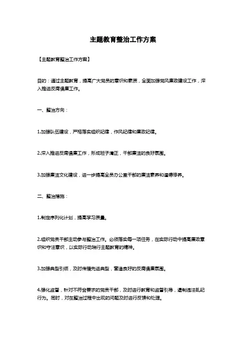 主题教育整治工作方案