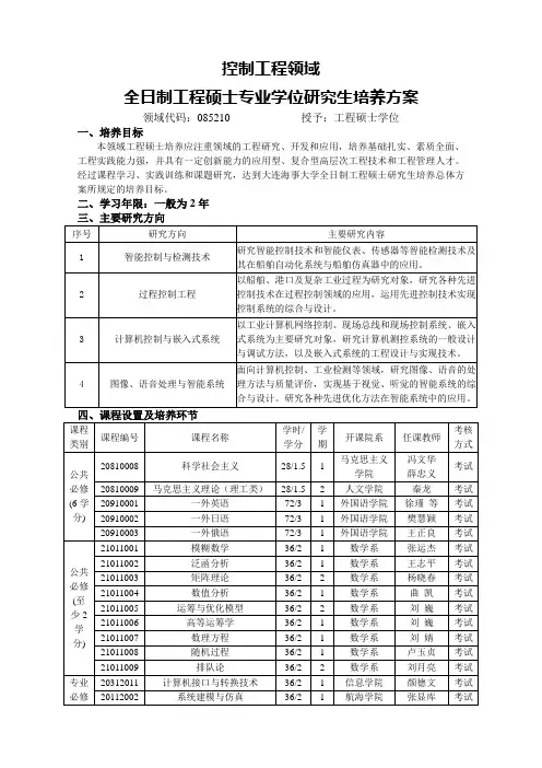 学科专业硕士研究生培养方案-大连海事大学研究生院