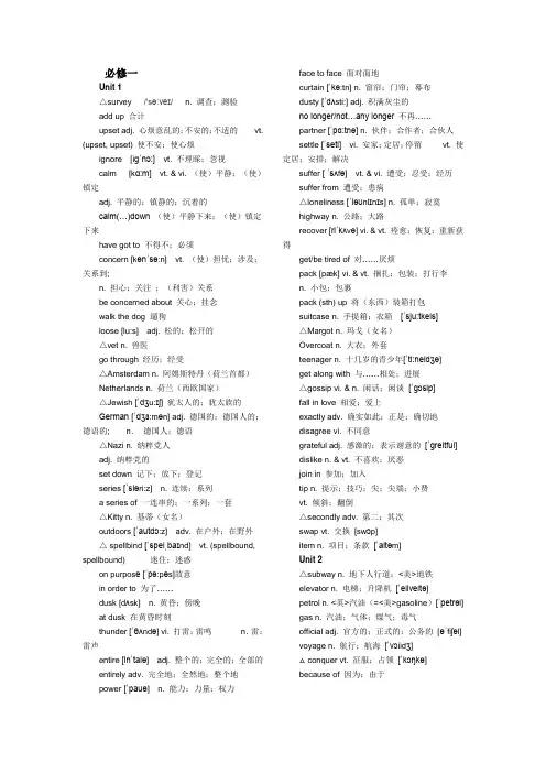 (word完整版)人教版高中英语必修一至必修四单词(带音标)