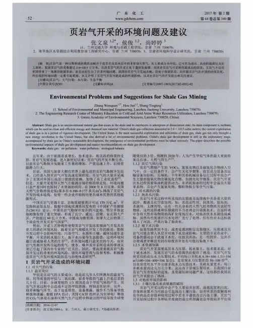 页岩气开采的环境问题及建议