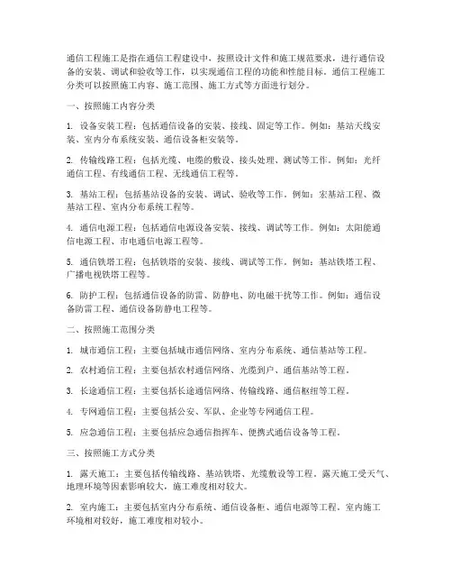 通信工程施工分类