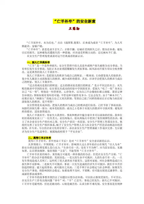 亡羊补牢的安全新意