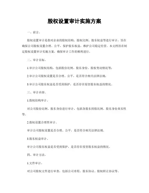 股权设置审计实施方案
