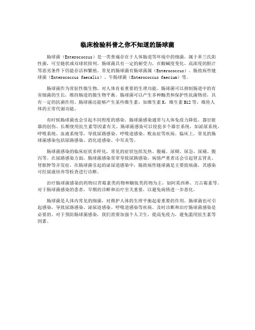 临床检验科普之你不知道的肠球菌