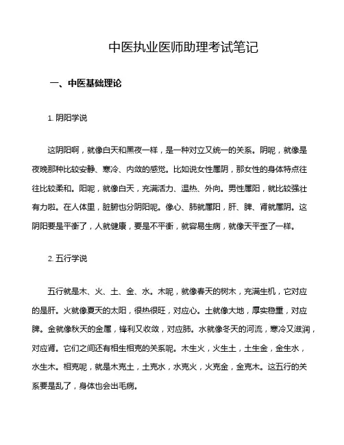 中医执业医师助理考试笔记