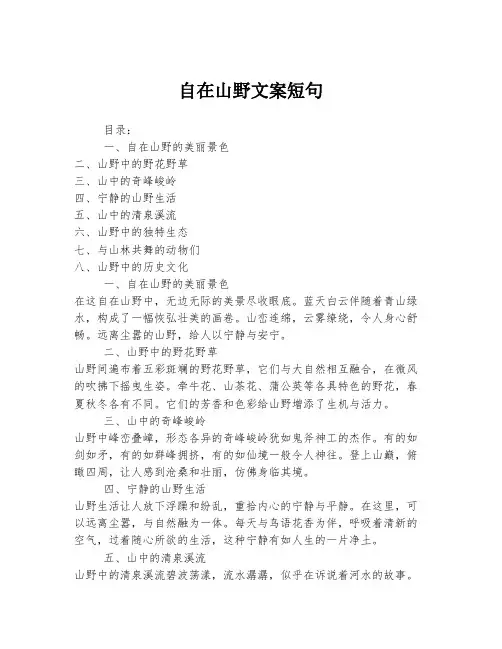 自在山野文案短句