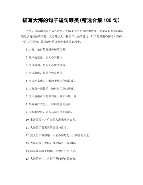 描写大海的句子短句唯美(精选合集100句)
