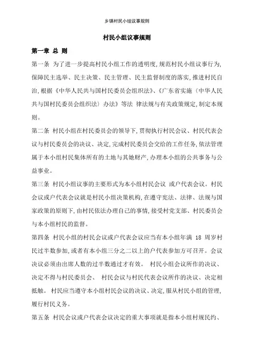乡镇村民小组议事规则