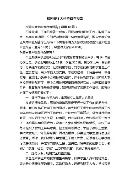 校园安全大检查自查报告（通用18篇）