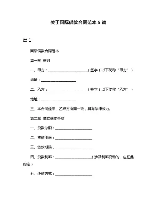 关于国际借款合同范本5篇