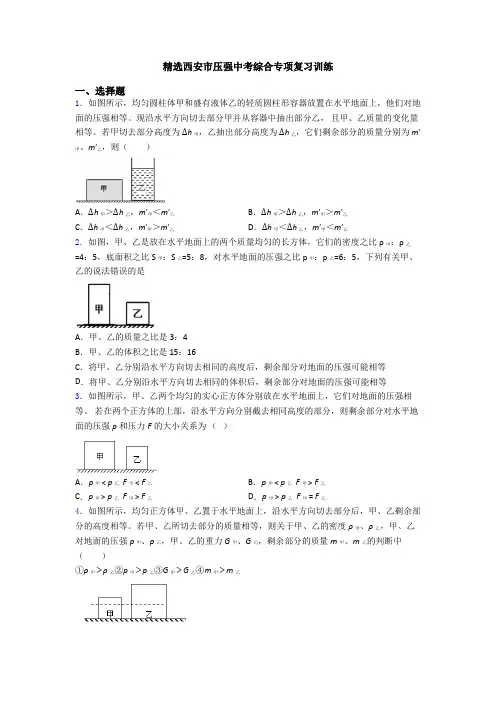 精选西安市压强中考综合专项复习训练