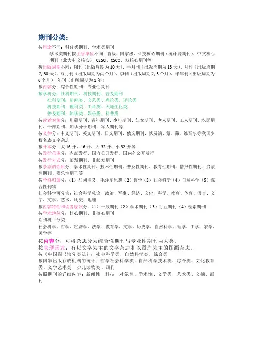 期刊分类