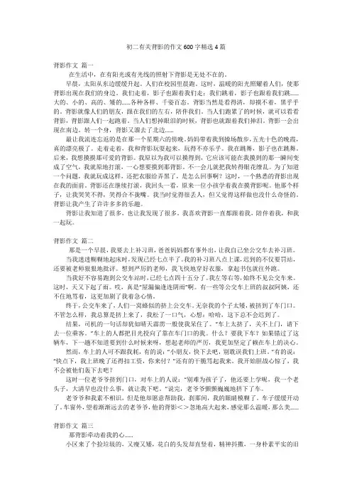 初二有关背影的作文600字精选4篇