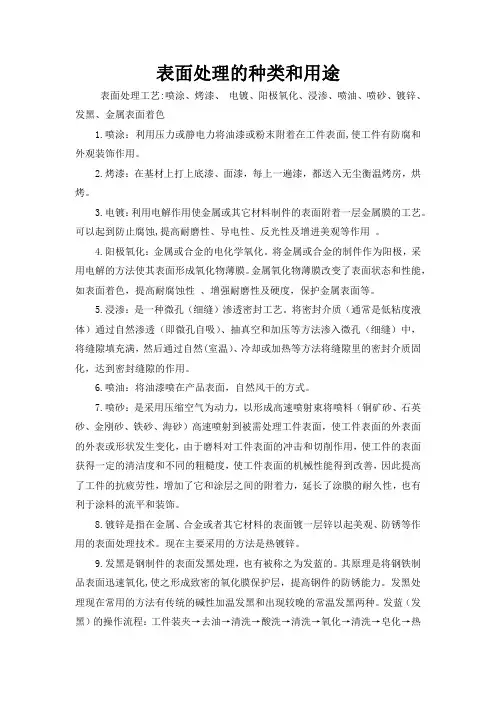 表面处理的种类和用途